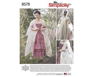 Simplicity Simplcity 8578Simplicity Pattern 8578 Vestido para Mujer del Siglo XVIII, Papel, Blanco, D5 (4-6-8-10-12)
