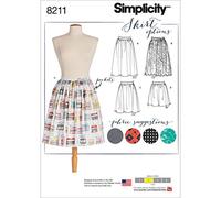 Simplicity Simplcity Patrón 8211-Faldas tirolesas para Mujer en Tres Longitudes, Papel, Blanco, 22.00 x 15.00 x 1.00 cm