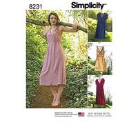 Simplicity Simplcity Patrón 8231 para Vestido de Mujer en Dos Longitudes, Papel, Blanco, 22.00 x 15.00 x 1.00 cm