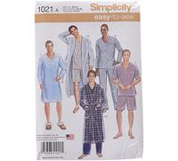 Simplicity Simplcity Patrón de Costura 1021: Pijama y Bata clásica para Hombre, Talla A (XS-S-M-L-XL), Papel, Blanco