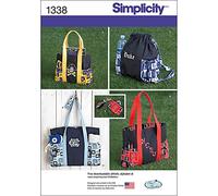 Simplicity Simplcity patrón de Costura 1338: Bolsas de Mano en Tres, Mochila y Monedero, tamaño OS, Papel, Blanco, OS (One Size)