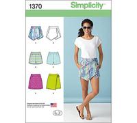 Simplicity Simplcity Patrón de Costura 1370: Pantalones Cortos, Falda para Mujer, Talla, Papel, Blanco, P5 (12-14-16-18-20)