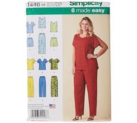 Simplicity Simplcity Patrón de Costura 1446: Six Made Easy Pull on Tops y Pantalones Cortos Grandes, Talla, Papel, Blanco, FF (18W-20W-22W-24W)