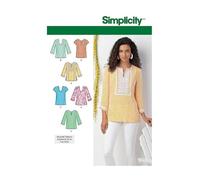 Simplicity Simplcity Patrón de Costura 1461: túnica para Mujer y más con variaciones de Cuello y Manga, Talla, Papel, Blanco, AA (10-12-14-16-18)