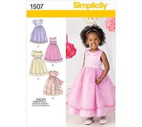 Simplicity Simplcity Patrón de Costura 1507: Vestido para Ocasiones Especiales niños, Talla, Papel, Blanco, AA (1/2-1-2-3)