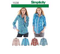 Simplicity Simplcity Patrón de Costura 1538: Camisa con Botones Frontales, Talla, Papel, Blanco, H5 (6-8-10-12-14)