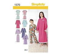 Simplicity Simplcity Patrón de Costura 1570: Ropa de Descanso niños, Talla, Papel, Blanco, K5 (7-8-10-12-14)