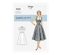 Simplicity SS9105U5 Patrón de Costura S9105 para Vestido Vintage con Cuello Desmontable, Papel, Varios, U5 (16-18-20-22-24)
