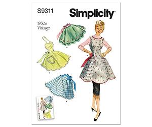 SIMPLICITY SS9311A UNDEFINED Delantal A (S-M-L), papel, blanco