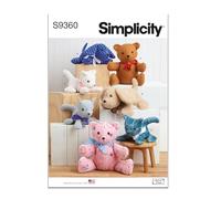 Simplicity SS9360OS UNDEFINED - Adorable oso de peluche de 18 pulgadas, cachorro de 12 pulgadas de largo y gatito de 10 pulgadas de largo son muy fáciles de coser, blanco, talla única