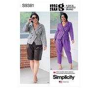 Simplicity SS9381AA Chaqueta forrada de ropa deportiva de talla grande con panel lateral y dardos es de doble botonadura con solapa de pico y detalles de bolsillo
