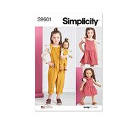 Simplicity SS9661A - Camisetas de punto para niños, overoles y ropa de muñeca para muñecas de 18 pulgadas A (3-4-5-6-7-8)