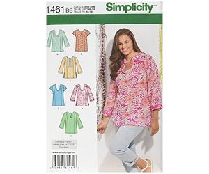Simplicity Tamaño de 1461 BB para Mujer y Plus túnicas con Funda de Cuello y Variaciones Patrón de Costura, Multicolor