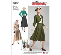 Simplicity US8462H5 8462Pattern 8462-Blusa Vintage para Mujer, Falda y Bolero Forrado, Papel, Blanco, H5 (6-8-10-12-14)