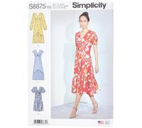 Simplicity US8875H5 Patrón de Costura S8875 para Vestidos de Mujer, Papel, Blanco, varias tallas