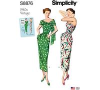 Simplicity US8876BB Patrón de Costura S8876 para Vestido Vintage y Estola para Mujer, Papel, Multicolor, BB (20W-28W)