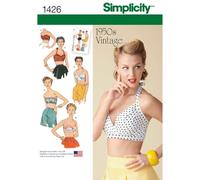 Simplicity Vintage Simplcity Patrón de Costura 1426: Brasier Vintage de los años 50, Talla, Papel, Blanco, D5 (4-6-8-10-12)