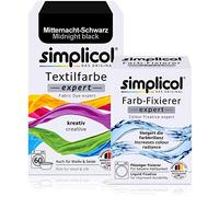 simplicol Expert + fijador del Color Paquete de Kombi Fabric Dye: Tinte de Coloración para Textiles: Lavado a Mano o Lavadora - Medianoche Negro