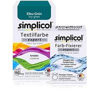 simplicol Expert + fijador del Color Paquete de Kombi Fabric Dye: Tinte de Coloración para Textiles: Lavado a Mano o Lavadora - Verde Hiedra