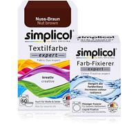 simplicol Expert + fijador del Color Paquete de Kombi Fabric Dye: Tinte de Coloración para Textiles: Lavado a Mano o Lavadora - marrón
