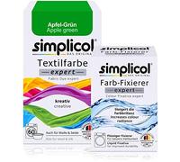 simplicol Expert + fijador del Color Paquete de Kombi Fabric Dye: Tinte de Coloración para Textiles: Lavado a Mano o Lavadora - Manzana Verde