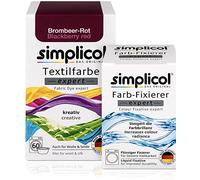 simplicol Expert + fijador del Color Paquete de Kombi Fabric Dye: Tinte de Coloración para Textiles: Lavado a Mano o Lavadora - Blackberry Red Rojo