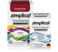 simplicol Expert + fijador del Color Paquete de Kombi Fabric Dye: Tinte de Coloración para Textiles: Lavado a Mano o Lavadora - Rosado Pink