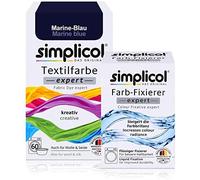 simplicol Expert + fijador del Color Paquete de Kombi Fabric Dye: Tinte de Coloración para Textiles: Lavado a Mano o Lavadora - Azul Marino