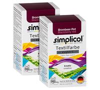 simplicol Tinte textil expert rojo mora 1706, pack de 2: pintura creativa, fácil de teñir en lavadora o manual, 150 g (2 unidades)