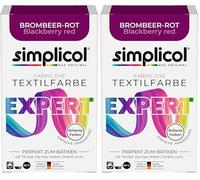 simplicol Tinte textil expert rojo mora 1706 - Para teñir y refrescar ropa, lavable a máquina, para algodón, lana, seda, lino, viscosa y tejidos mixtos (Paquete de 2)