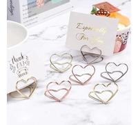 Simplifica la configuración de tu evento con estos encantadores expositores de tarjetas en forma de corazón de 15 piezas (oro rosa)