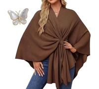 Simplifyleast Shawl Wrap, 2025 Shawl for Women, Elegant Shawls Wraps Soft Open Front Poncho Sweater (Brown,L)