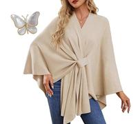 Simplifyleast Shawl Wrap, 2025 Shawl for Women, Elegant Shawls Wraps Soft Open Front Poncho Sweater (Khaki,L)