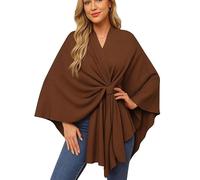 Simplifyleast Shawl Wrap, 2025Elegant Shawl Wraps Soft Open Front Poncho Sweater, Women's Solid Color Shawls (Brown)