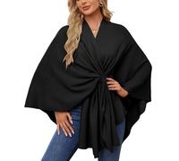 Simplifyleast Shawl Wrap, Elegant Shawl Wraps Soft Open Front Poncho Sweater, Chic And Light (Black)