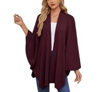 Simplifyleast Shawl Wrap, Elegant Shawl Wraps Soft Open Front Poncho Sweater, Chic And Light (Burgundy)