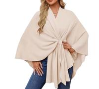 Simplifyleast Shawl Wrap, Elegant Shawl Wraps Soft Open Front Poncho Sweater, Cross Front Knit Wrap for Winter (A)
