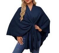 Simplifyleast Shawl Wrap,Elegant Shawl Wraps Soft Open Front Poncho Sweater,Exquisite Shawls for Fall and Winter (Navy Blue,One size)