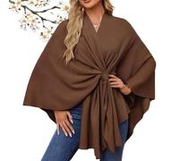 Simplifyleast Shawl Wrap, Pashmina Shawl Wraps, Women Knitted Triangle Shawls, Soft Open Front Poncho Sweater (Brown,One Size)