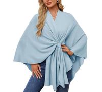 Simplifyleast Shawl Wrap,Winter Scarfs for Women,Elegant Shawl Wraps Soft Open Front Poncho Sweater,Women's Solid Shawls (Light Blue)