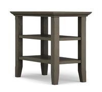 SIMPLIHOME Acadian - Mesa auxiliar estrecha de madera maciza de 14 pulgadas de ancho, color gris granja, mesa auxiliar de estilo transicional para sala de estar, dormitorio o habitación familiar con 2