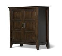 SIMPLIHOME Burlington - Armario de almacenamiento bajo de transición de madera maciza de 76 cm de ancho, color marrón caoba para sala de estar, entrada y habitación familiar