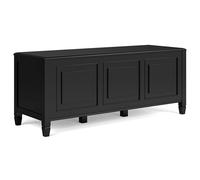 SIMPLIHOME Connaught - Banco de almacenamiento tradicional de madera maciza de 51 pulgadas de ancho, color negro, para sala de estar, entrada y habitación familiar