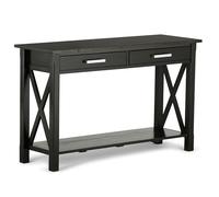 Simplihome - Consola moderna contemporánea de madera maciza de 119,4 cm de ancho, marrón hickory con almacenamiento, 2 cajones y 1 estante, para salón, entrada y dormitorio