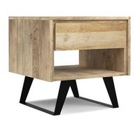 SIMPLIHOME Lowry - Mesa auxiliar de metal industrial moderna de 22 pulgadas de ancho, color natural, para sala de estar y dormitorio