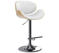 SIMPLIHOME Marana Bentwood Taburete de bar de madera ligera con elevación de gas, 33 pulgadas, color blanco
