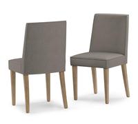 SIMPLIHOME - Sillas de cocina Bartow - Juego de sillas de cocina tapizadas de madera maciza y poliéster tejido en color gris pardo, asiento contemporáneo sin brazos con asiento y respaldo acolchados