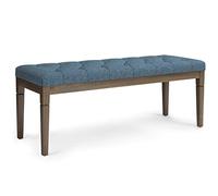 SIMPLIHOME Waverly - Banco otomano rectangular de 48 pulgadas de ancho, color azul mezclilla, reposapiés, tela de poliéster con aspecto de lino para sala de estar, dormitorio, tradicional