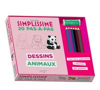 Simplissime 20 pas-à-pas Dessins animaux: Avec 1 livre, 5 crayon de couleur, 1 crayon HB, 1 gomme et 1 bloc à dessin