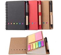 Simpls 3 paquetes de cuaderno en espiral Steno BlöCke, bloc de notas rayado con soporte para bolígrafo, notas adhesivas, marcadores de página, pestañas de colores,